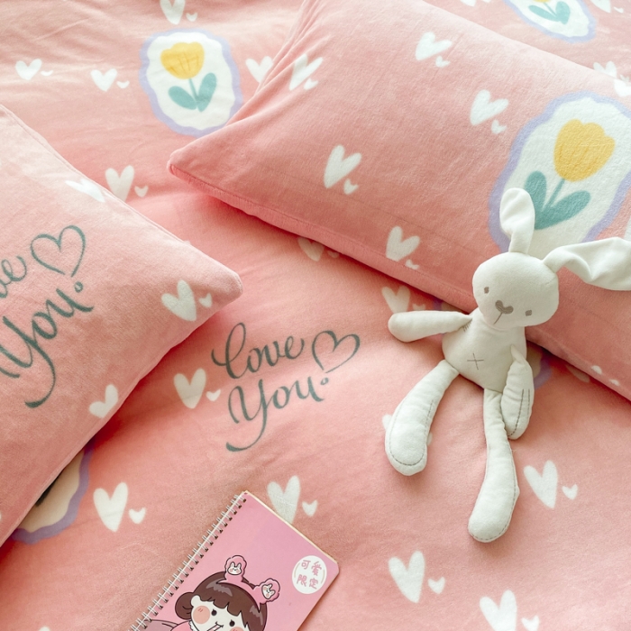 91家纺网 家纺一手货源 找家纺 西引力 2022新加厚印花小清新牛奶绒四件套法莱绒单被套直播 郁金香