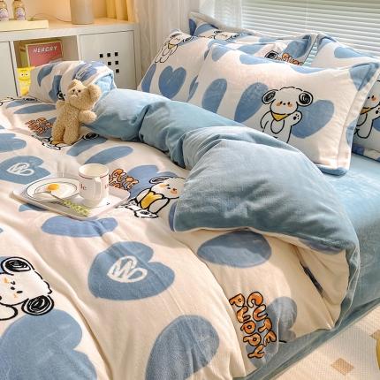 91家纺网 家纺一手货源 找家纺 （总）百寐 2021新款牛奶绒印花四件套