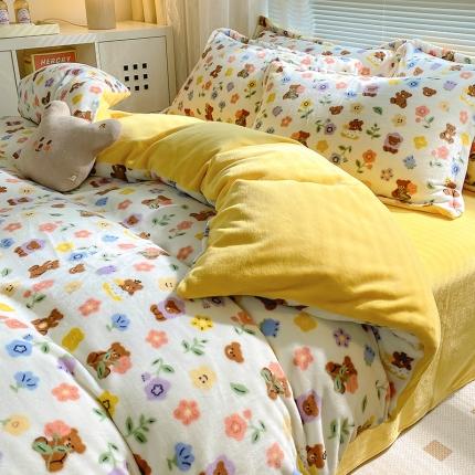 91家纺网 家纺一手货源 找家纺 （总）百寐 2021新款牛奶绒印花四件套