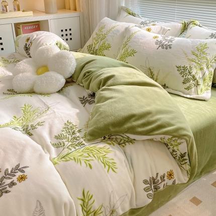 91家纺网 家纺一手货源 找家纺 （总）百寐 2021新款牛奶绒印花四件套