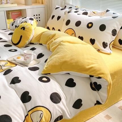 91家纺网 家纺一手货源 找家纺 （总）百寐 2021新款牛奶绒印花四件套