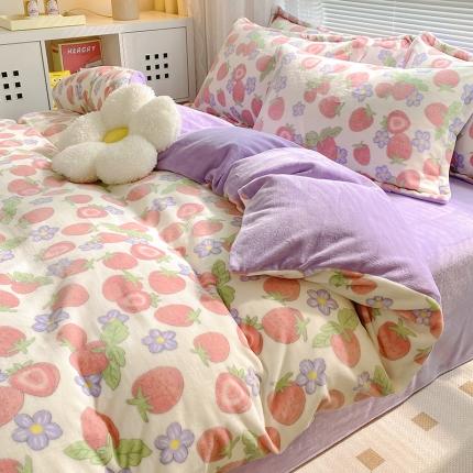 91家纺网 家纺一手货源 找家纺 （总）百寐 2021新款牛奶绒印花四件套