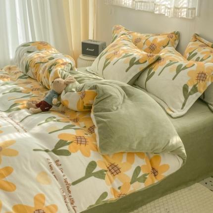 91家纺网 家纺一手货源 找家纺 （总）百寐 2021新款牛奶绒印花四件套