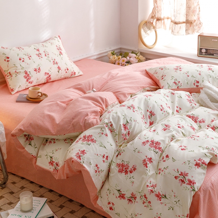 91家纺网 家纺一手货源 找家纺 （总）沐棉 2022新款全棉13370印花四件套直播爆款