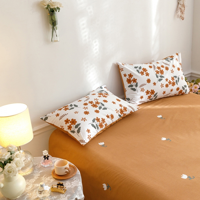 91家纺网 家纺一手货源 找家纺 沐棉 2022新款全棉13370印花四件套直播爆款 暗香