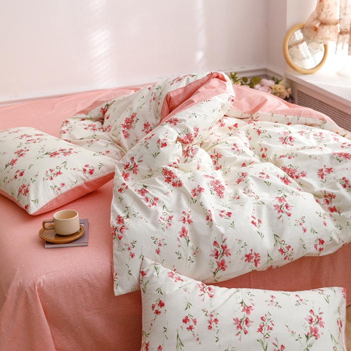 91家纺网 家纺一手货源 找家纺 沐棉 2022新款全棉13370印花四件套直播爆款 高雅