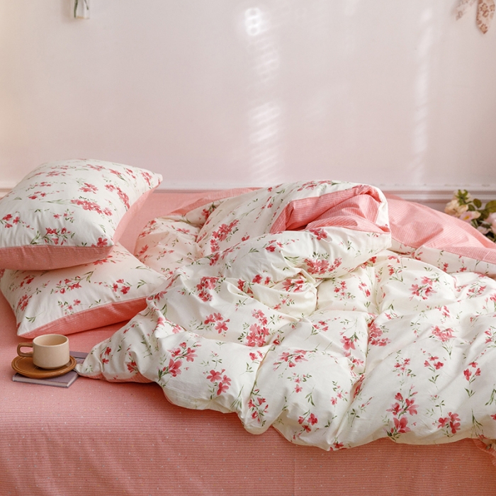 91家纺网 家纺一手货源 找家纺 沐棉 2022新款全棉13370印花四件套直播爆款 高雅