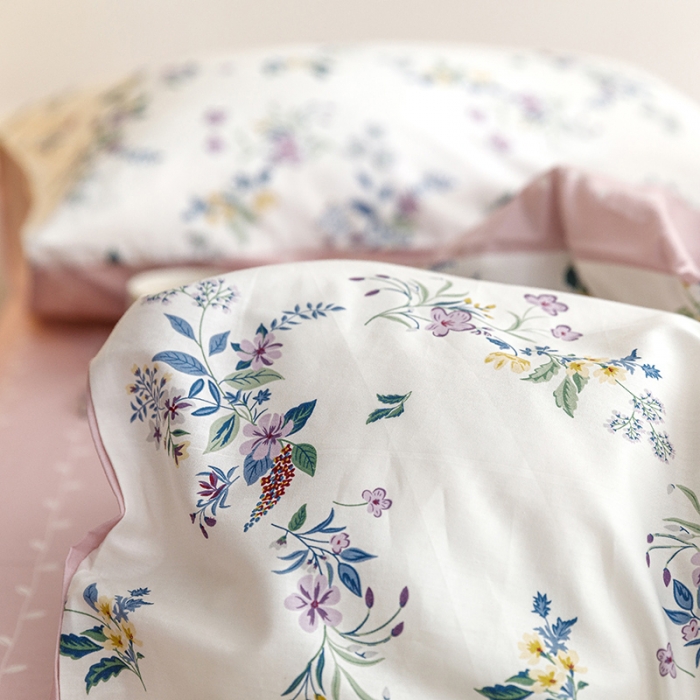 91家纺网 家纺一手货源 找家纺 沐棉 2022新款全棉13370印花四件套直播爆款 花语妙恋