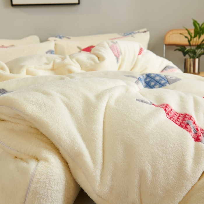 91家纺网 家纺一手货源 找家纺 被多多 2022新款雪花绒印花四件套 海底世界