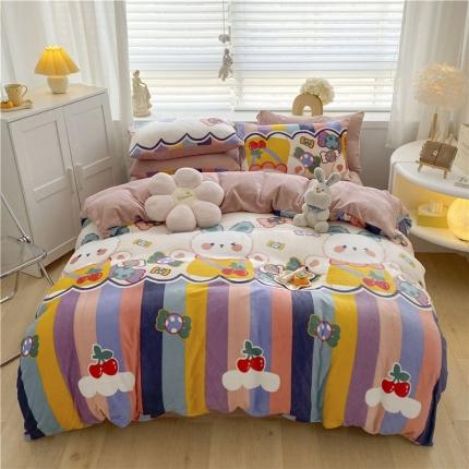 91家纺网 家纺一手货源 找家纺 （总）古吉梦 2022年新款牛奶绒印花四件套