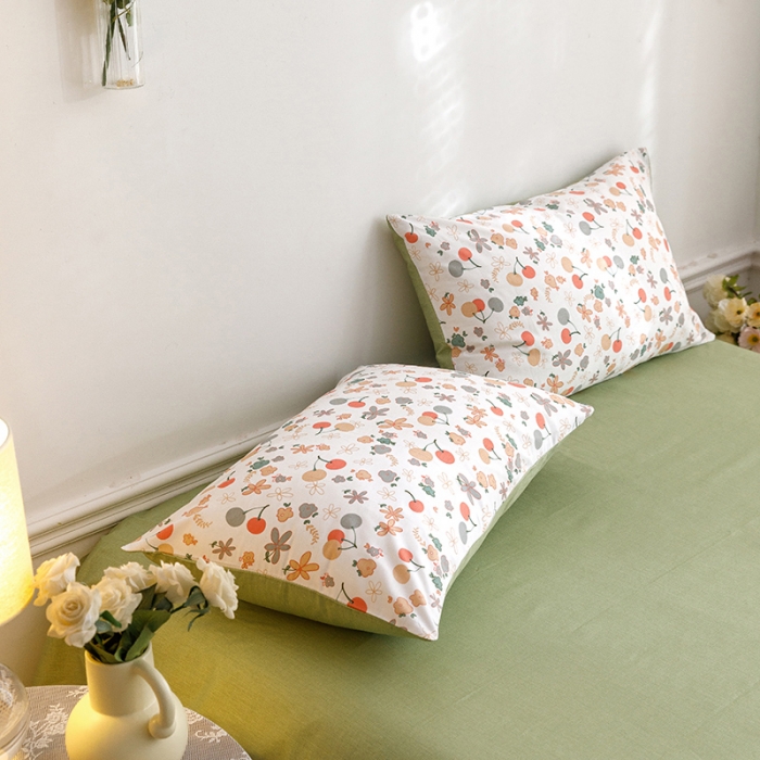 91家纺网 家纺一手货源 找家纺 沐棉 2022新款全棉13370印花四件套直播爆款 甜蜜樱桃