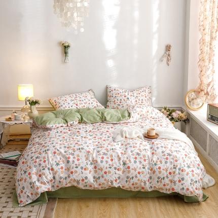 沐棉 2022新款全棉13370印花四件套直播爆款 甜蜜樱桃