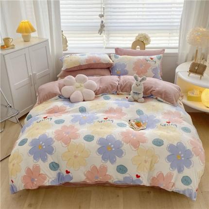 91家纺网 家纺一手货源 找家纺 （总）古吉梦 2022年新款牛奶绒印花四件套