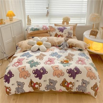 91家纺网 家纺一手货源 找家纺 （总）古吉梦 2022年新款牛奶绒印花四件套