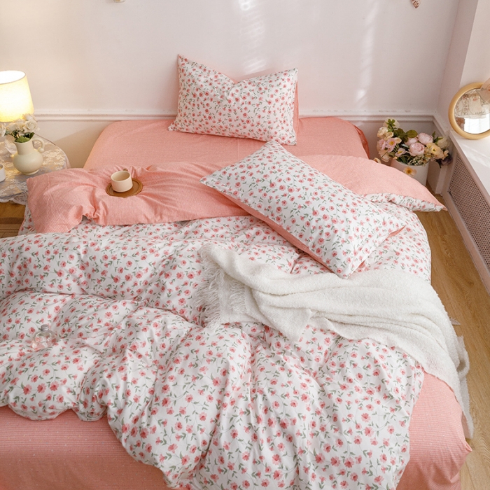 91家纺网 家纺一手货源 找家纺 沐棉 2022新款全棉13370印花四件套直播爆款 意境