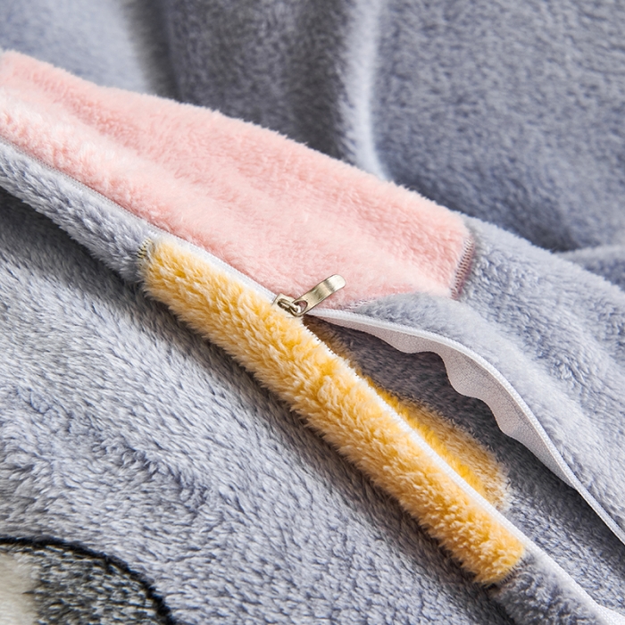 91家纺网 家纺一手货源 找家纺 被多多 2022新款雪花绒印花四件套 奶牛灰