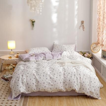 沐棉 2022新款全棉13370印花四件套直播爆款 紫韵