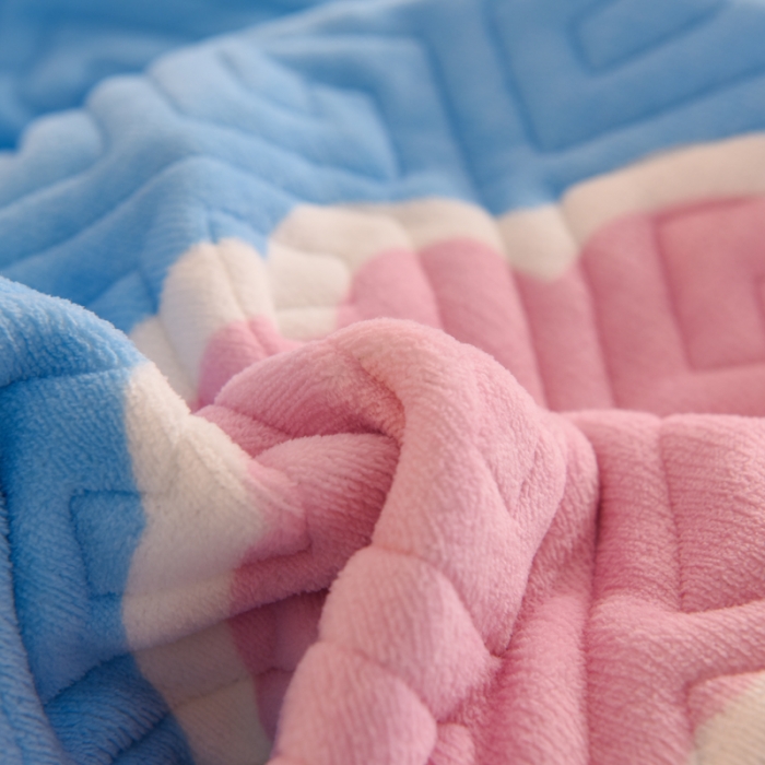 91家纺网 家纺一手货源 找家纺 2025新款牛奶绒印花夹棉花边 单品被套 爱心萌兔