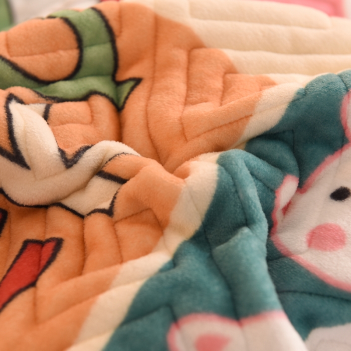 91家纺网 家纺一手货源 找家纺 2025新款牛奶绒印花夹棉花边 单品被套 萌宠跳跳