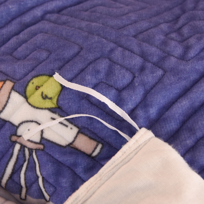 91家纺网 家纺一手货源 找家纺 2025新款牛奶绒印花夹棉花边 单品被套 喵星球