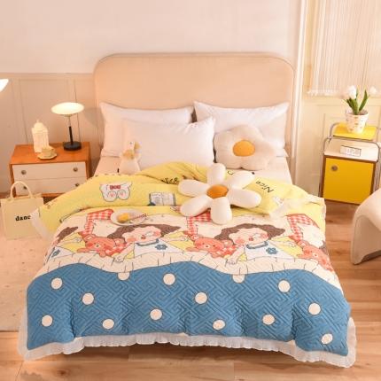 2025新款牛奶绒印花夹棉花边 单品被套 泡泡公主