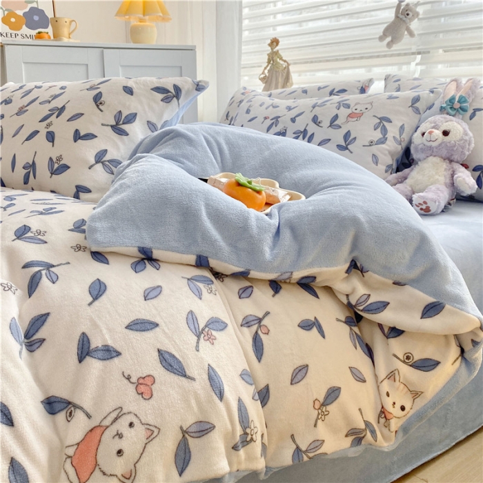 91家纺网 家纺一手货源 找家纺 古吉梦 2022年新款牛奶绒印花四件套 安琪儿