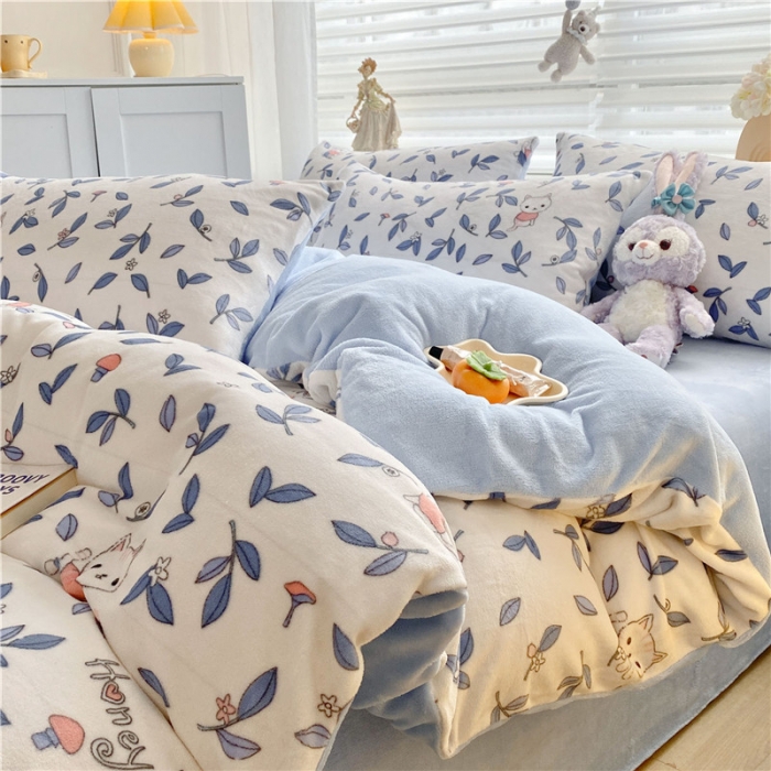 91家纺网 家纺一手货源 找家纺 古吉梦 2022年新款牛奶绒印花四件套 安琪儿