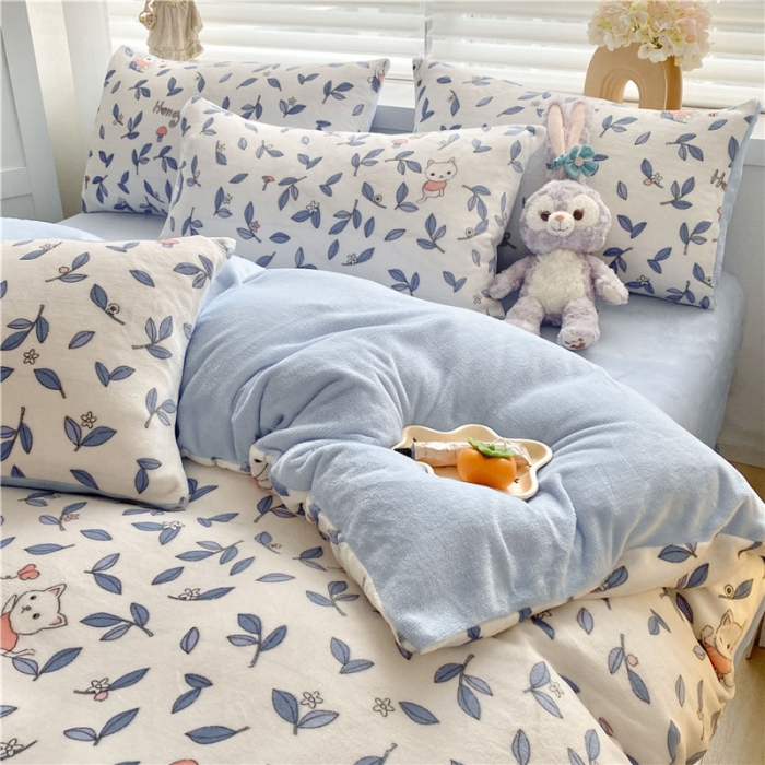 91家纺网 家纺一手货源 找家纺 古吉梦 2022年新款牛奶绒印花四件套 安琪儿