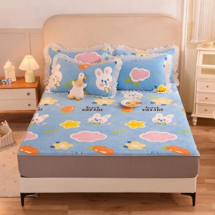 91家纺网 家纺一手货源 找家纺 总甜之梦2025牛奶绒印花夹棉床笠可定制任何尺寸可接异型缺角