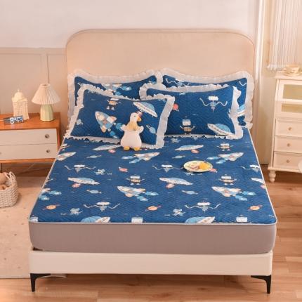 91家纺网 家纺一手货源 找家纺 总甜之梦2025牛奶绒印花夹棉床笠可定制任何尺寸可接异型缺角