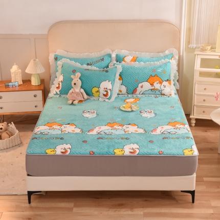 甜之梦  2025新款牛奶绒印花夹棉花边系列单品床笠 乖乖熊