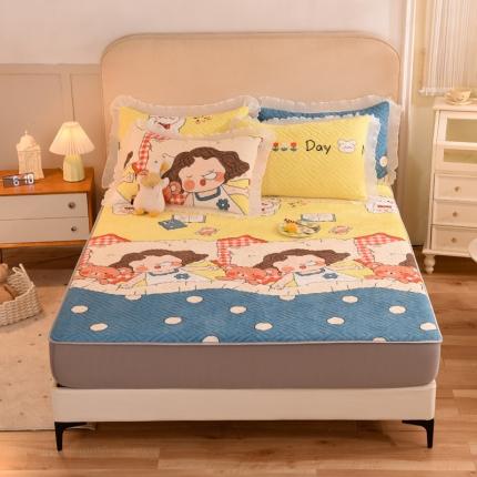 甜之梦  2025新款牛奶绒印花夹棉花边系列单品床笠 泡泡公主