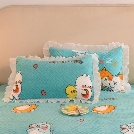 甜之梦 2025新款牛奶绒印花夹棉花边系列单品枕套 乖乖熊