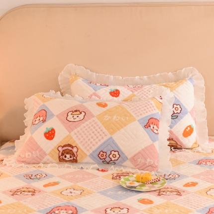 甜之梦 2025新款牛奶绒印花夹棉花边系列单品枕套 诗雨恋人