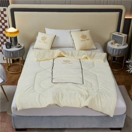 91家纺网 家纺一手货源 找家纺 （总）翰轩家居2022新款 水晶绒绣花抱枕被系列-皇冠