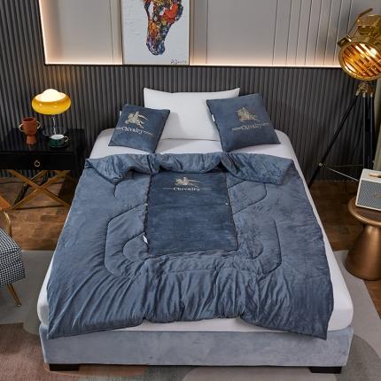 翰轩家居 2022新款水晶绒绣花抱枕被系列-骑士 骑士-高级灰