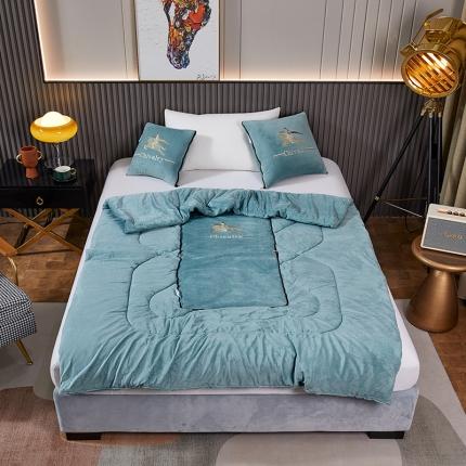 翰轩家居 2022新款水晶绒绣花抱枕被系列-骑士 骑士-抹茶绿