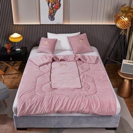 翰轩家居 2022新款水晶绒绣花抱枕被系列-骑士 骑士-皮粉