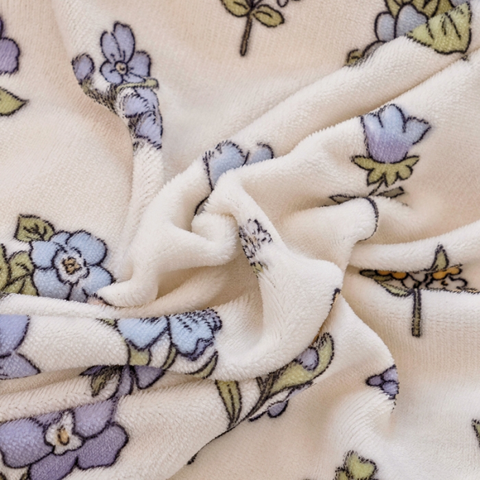 91家纺网 家纺一手货源 找家纺 沐棉 2022新款抗静电高克重加厚小清新印花牛奶绒四件套 甜蜜花丛