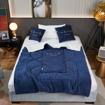 91家纺网 家纺一手货源 找家纺 （总）翰轩家居 2022新款水晶绒绣花抱枕被系列-山茶花开