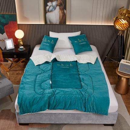 91家纺网 家纺一手货源 找家纺 （总）翰轩家居 2022新款水晶绒绣花抱枕被系列-山茶花开