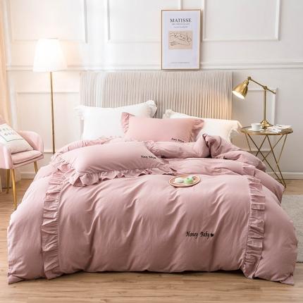 91家纺网 家纺一手货源 找家纺 （总）印季 2023新款公主风绣花款全棉水洗棉四件套