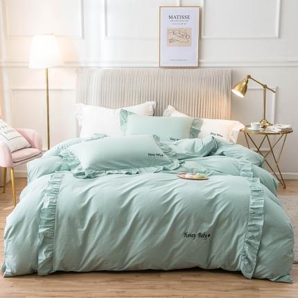 91家纺网 家纺一手货源 找家纺 （总）印季 2023新款公主风绣花款全棉水洗棉四件套