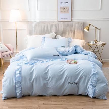 91家纺网 家纺一手货源 找家纺 （总）印季 2023新款公主风绣花款全棉水洗棉四件套