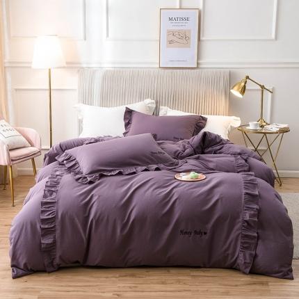 91家纺网 家纺一手货源 找家纺 （总）印季 2023新款公主风绣花款全棉水洗棉四件套