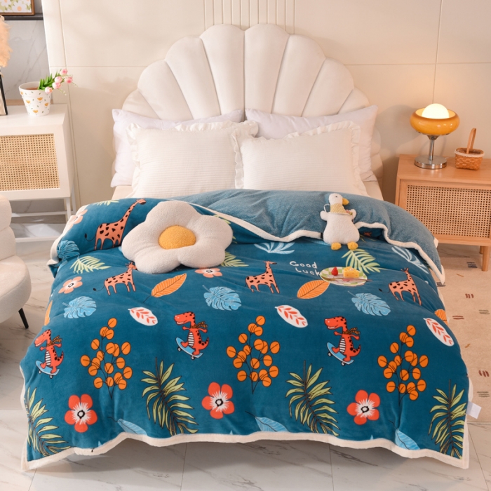 91家纺网 家纺一手货源 找家纺 总甜之梦 2025多功能泥点绒印花加厚被套毛毯可定制任何尺寸