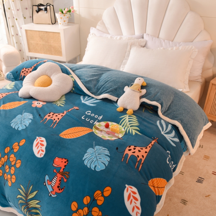 91家纺网 家纺一手货源 找家纺 总甜之梦 2025多功能泥点绒印花加厚被套毛毯可定制任何尺寸