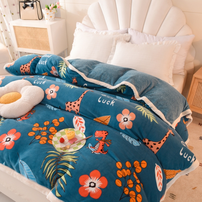 91家纺网 家纺一手货源 找家纺 总甜之梦 2025多功能泥点绒印花加厚被套毛毯可定制任何尺寸