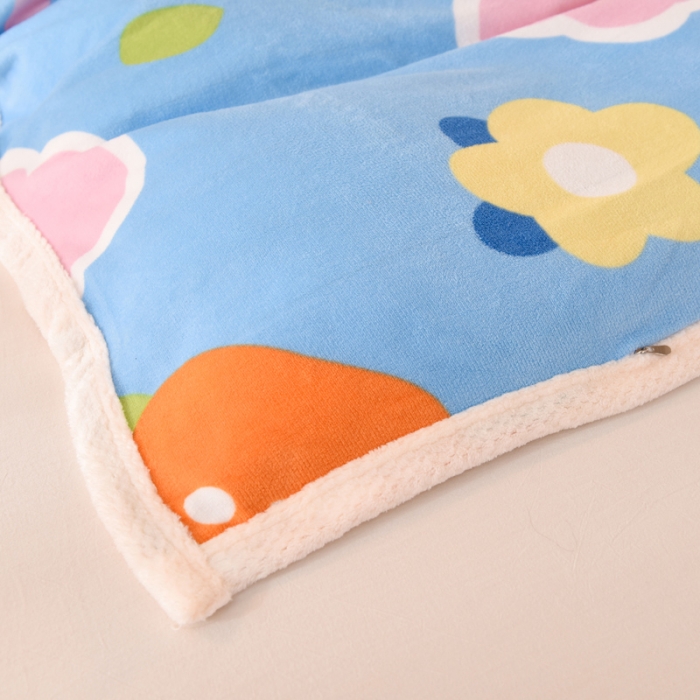 91家纺网 家纺一手货源 找家纺 甜之梦 2025新款多功能泥点绒印花加厚被套毛毯 爱心萌兔