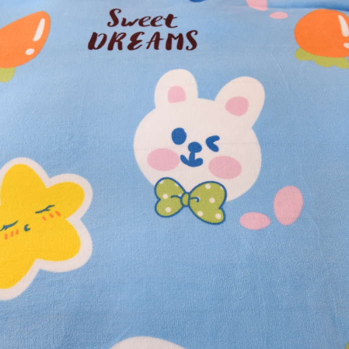 91家纺网 家纺一手货源 找家纺 甜之梦 2025新款多功能泥点绒印花加厚被套毛毯 爱心萌兔